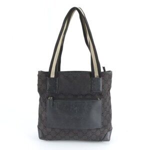 Gucci GG Canvas Leather Toe Bag Shoulder Handle Black